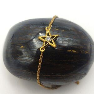 Vintage Gold Star with Crystal Accent Anklet